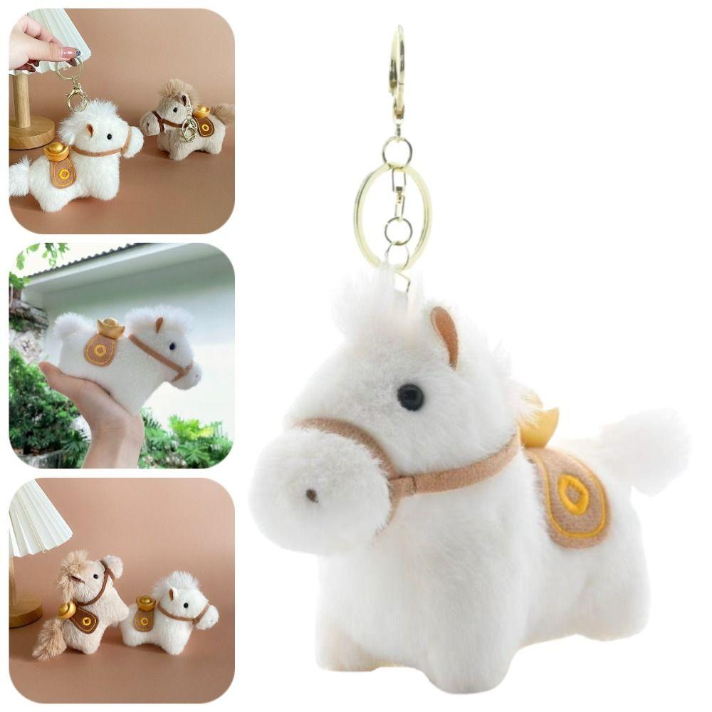 Mascot Dolls Yuanbao Pony Pendant Cute Stuffed Animal Keyring Plush Horse Keychain Year of Horse