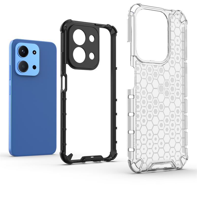Transparent Phone Case For Xiaomi Poco C85 Anti-knock Honeycomb Armor PC Back Case For Poco C85 Cover For Poco C85 Case 6.9 Inch