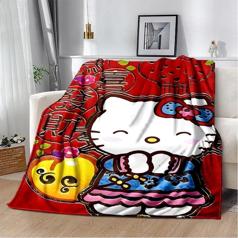 HelloKitty Cartoon Anime Kawaii Blanket for Kids Super Soft Cute Blanket for Travel Bedding Couch Sofa Bed Blanket Birthday Gift