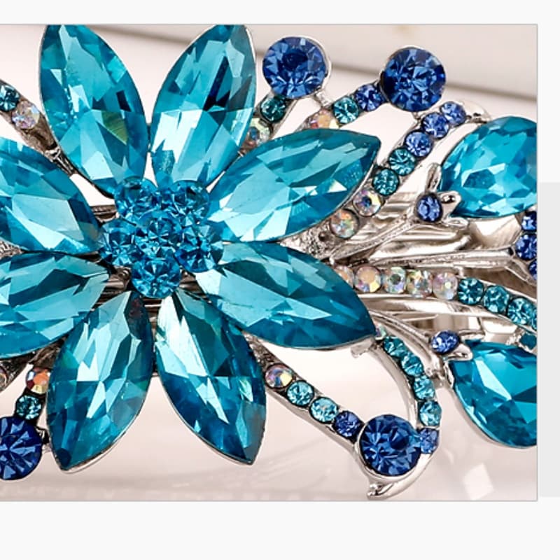 Blumen Damen Kopfschmuck Pferdeschwanz-Clip Strassfeder-Clip Seitenclip