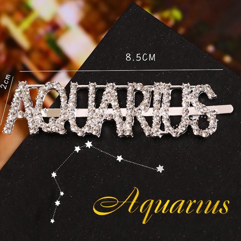 Girl Bling Horoscope Hairpins Rhinestones Paved 12 Zodiac Hair Pins Women 12 Constellations Letter Hair Clips Hairgrips