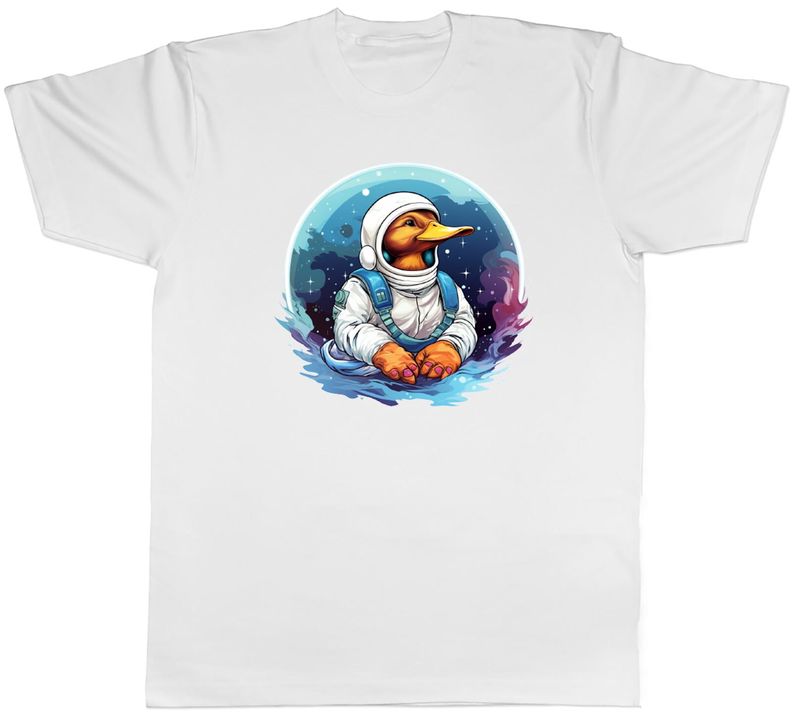 Duck Astronaut Mens T-Shirt in Space Galaxy Universe Science Tee Gift M