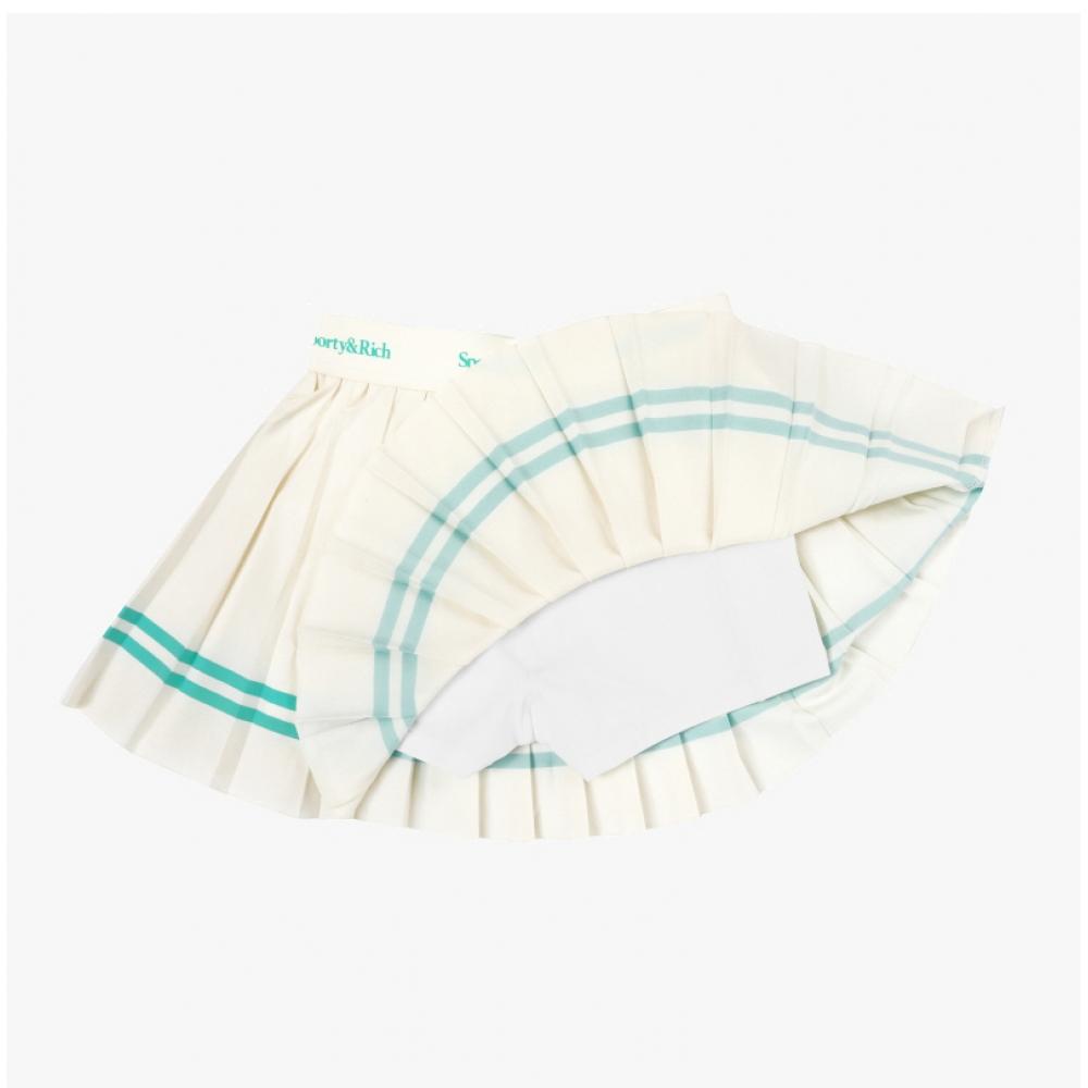 Sporty   Rich Sk005S416Sc Serif  Serif  Logo Pleated TenniS Women S Skirt