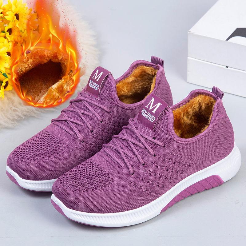 New Women's Cotton Shoes Fashion Casual Cotton Shoes for Middle-aged Added Fleece Warm Anti Slip Mother's Cotton Shoes