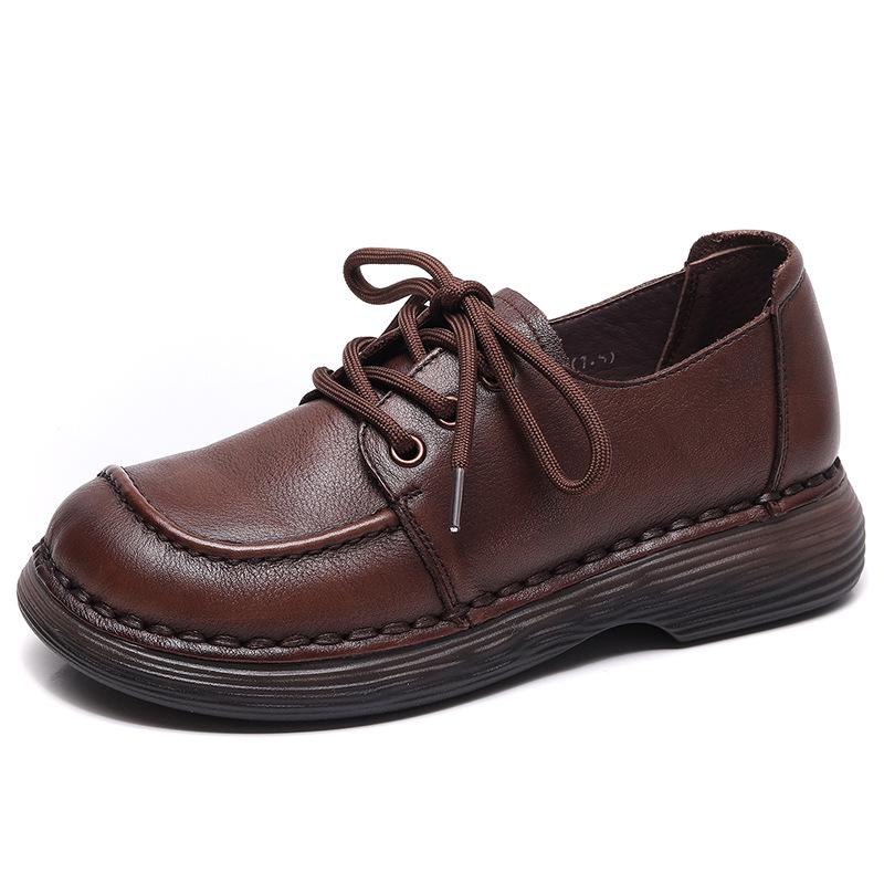 

Женские повседневные туфли ручной работы из натуральной кожи на шнуровке с мягкой подошвой - Осенний ретро-стиль 38 коричневый