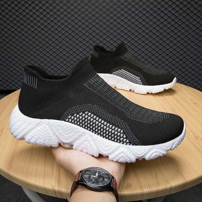 Supply Large Size Fly-woven Sports Shoes Women's Lightweight Soft-soled Popcorn Casual Shoes One-pedal Flat Shoes