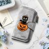 Halloween Black Cat Pumpkin Pattern Long PU Wallet Cute Fashion Multi Card Slot Purse for Daily Use 
