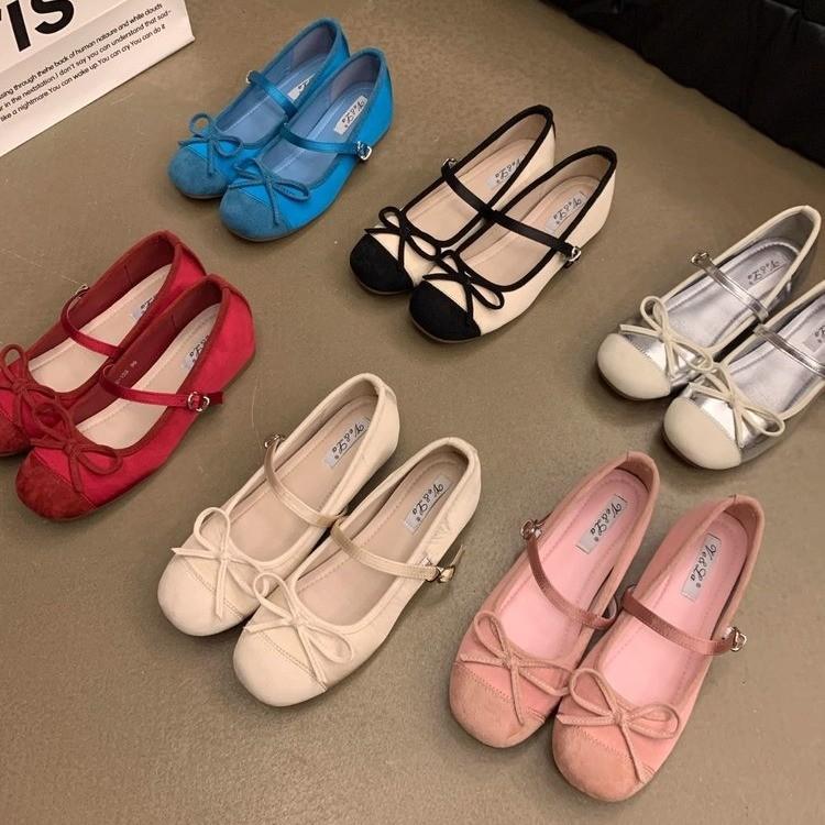 Fairy Style Silver Bow Mary Jane Shoes Women's 2024 Summer New French Flat Bottom Inner Height Increase Single Shoes Women's Shoes