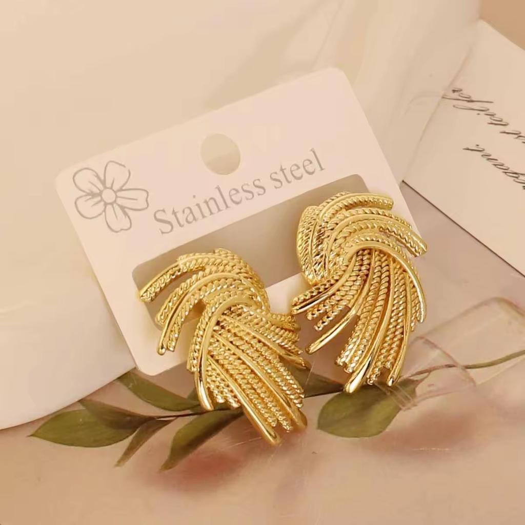 European American Trendy Cross-Border Punk Cold Wind Stainless Steel Earrings Geometric Irregular Drop Fashion Jewelry