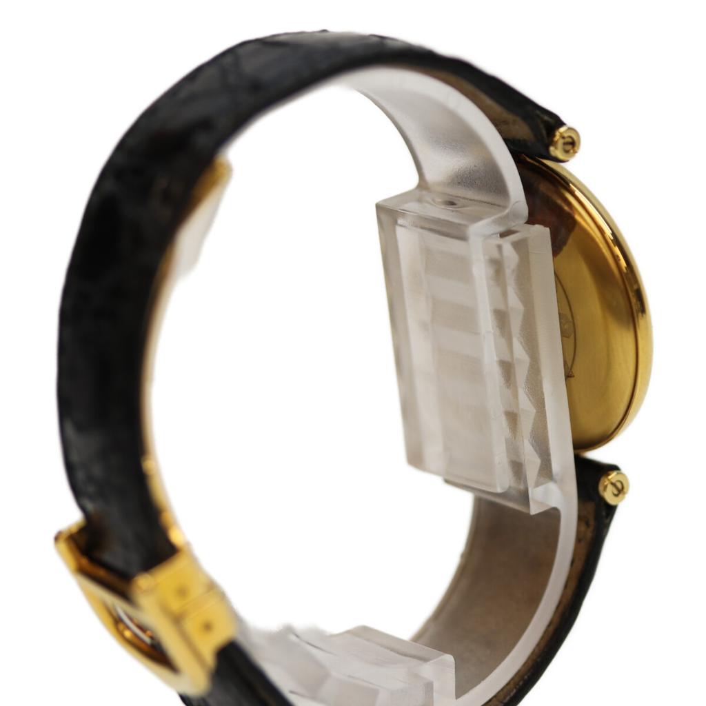 Cartier 925 Musi Vermeil LM Czarna Tarcza QZ Zegarki Skórzane Czarny / złotyUżywany