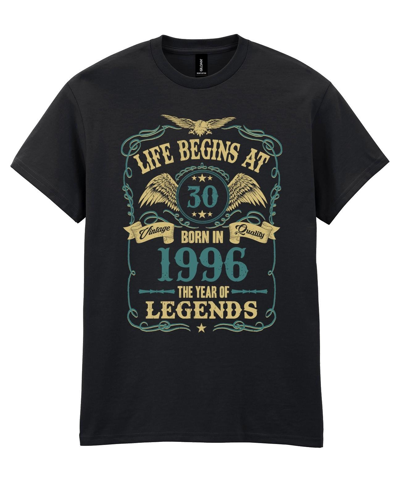 Life Begins at 30 T-Shirt Mens Funny Born In 1996 30th Birthday Gift for Him Son S разноцветный