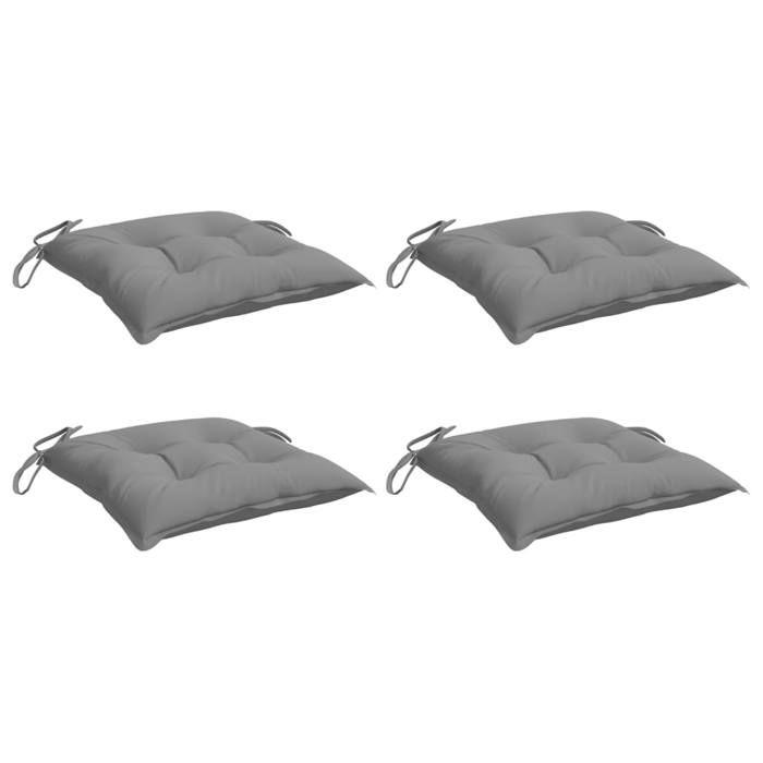 VidaXL Lot de 4 Coussins de Chaise, Galette de Siège avec Jeux de Cordes, Coussin d'Extérieur Imperméable, Gris 50x50x7 cm 361511