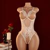 Sexy Lingerie Women Adult Transparent Teddy Babydolls Crotchless Sex Clothes Bodysuit Exotic Pajamas Deep V Open Bra Costumes