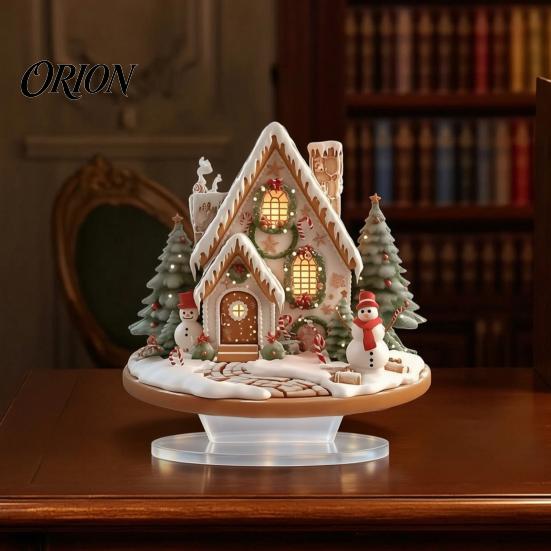 Cute Winter Tabletop Accents Acrylic Christmas Table Decor, Gingerbread House Tree Ornaments, Ornaments for Desk Waterproof Holiday Desktop