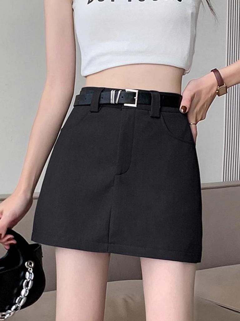 Summer 2025 Women's Gray High Waist A-line Bodycon Mini Skirt