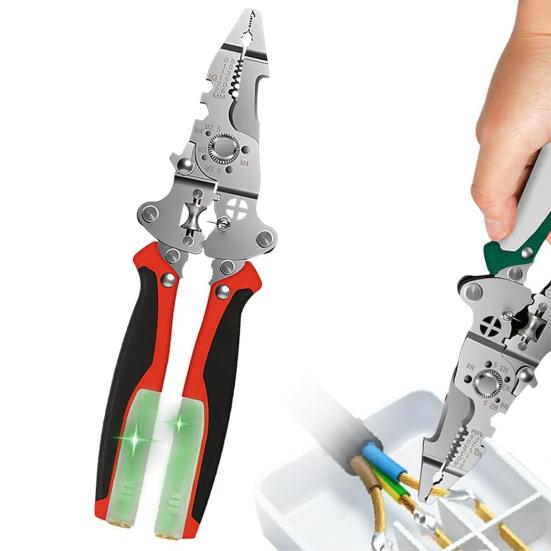 Wire Stripper with Voltage Tester Ergonomic Handle High Precision Compact Portable Multi-function Electric Wire Stripping Tool