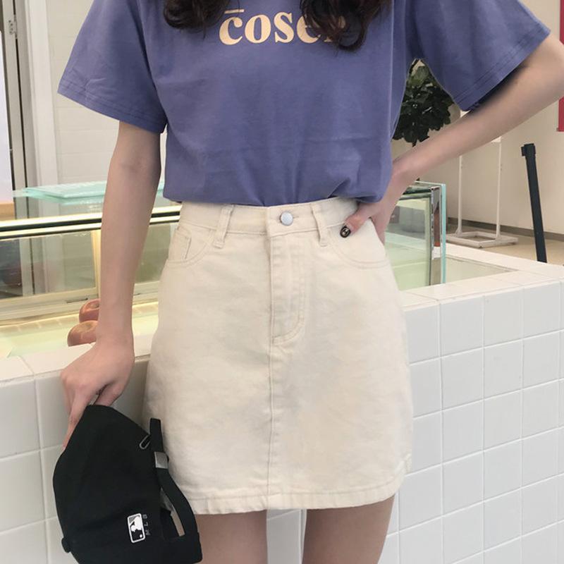 Classic Versatile Youthful Half-body Skirt High-waisted Thin Leisure Students A Word Package Hip Short Skirt Ms. Summer Fashion Cowboy Short Skirt