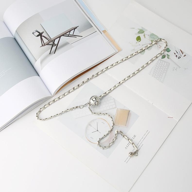 

Minimalist Metal Bead Decoration Women Casual String Chain Waist Belt For Women Stylish Summer Dress Waist Decor белый