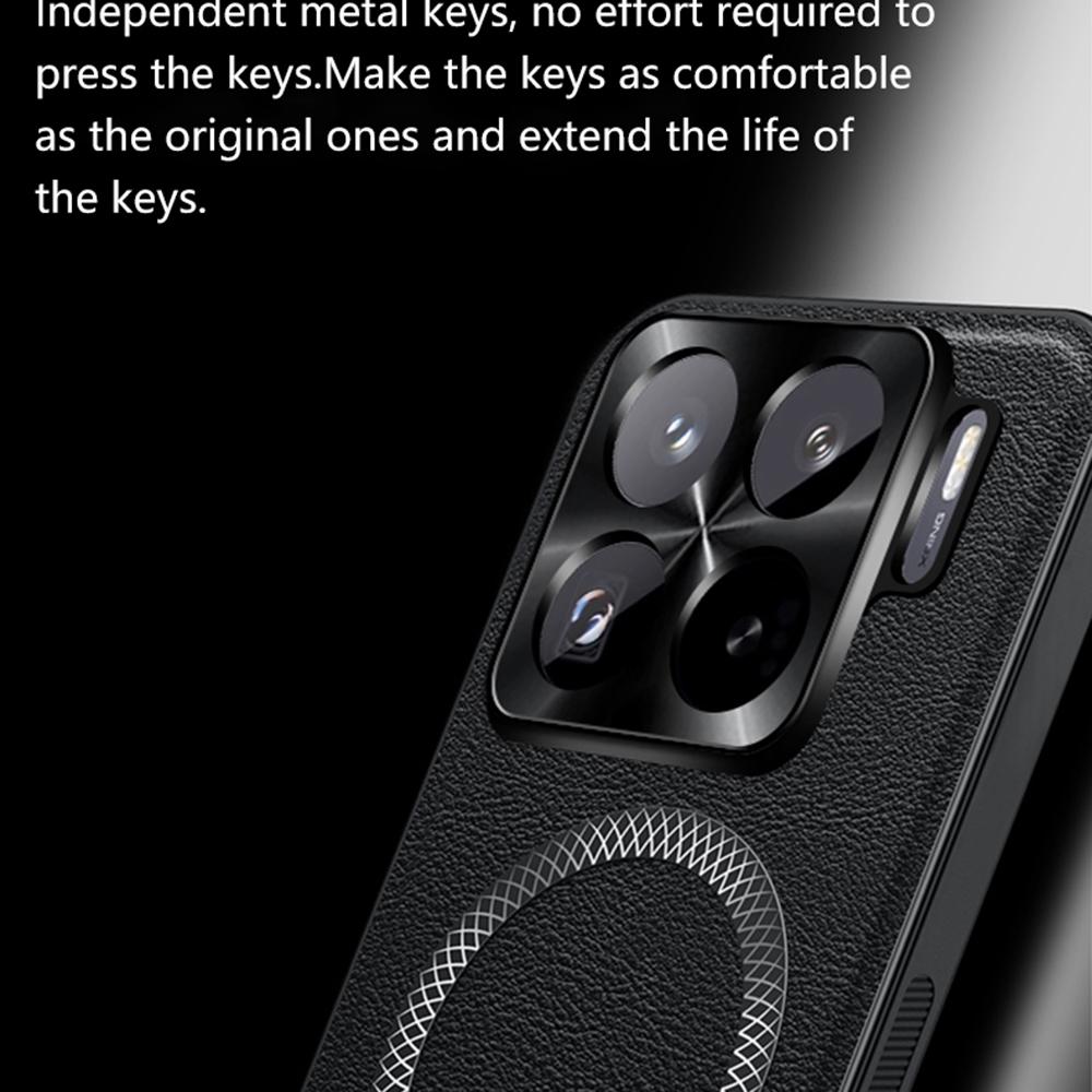 For Xiaomi 15S Pro Magnetic Case PU TPU PC Phone Back Cover with Metal Lens Frame