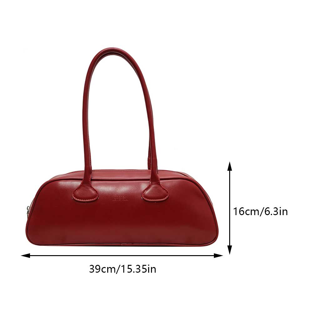 Women Fashion Shoulder Bag Large Capacity PU Leather Vintage Armpit Bags Solid Color Versatile Bowling Bag Commuting Handbag