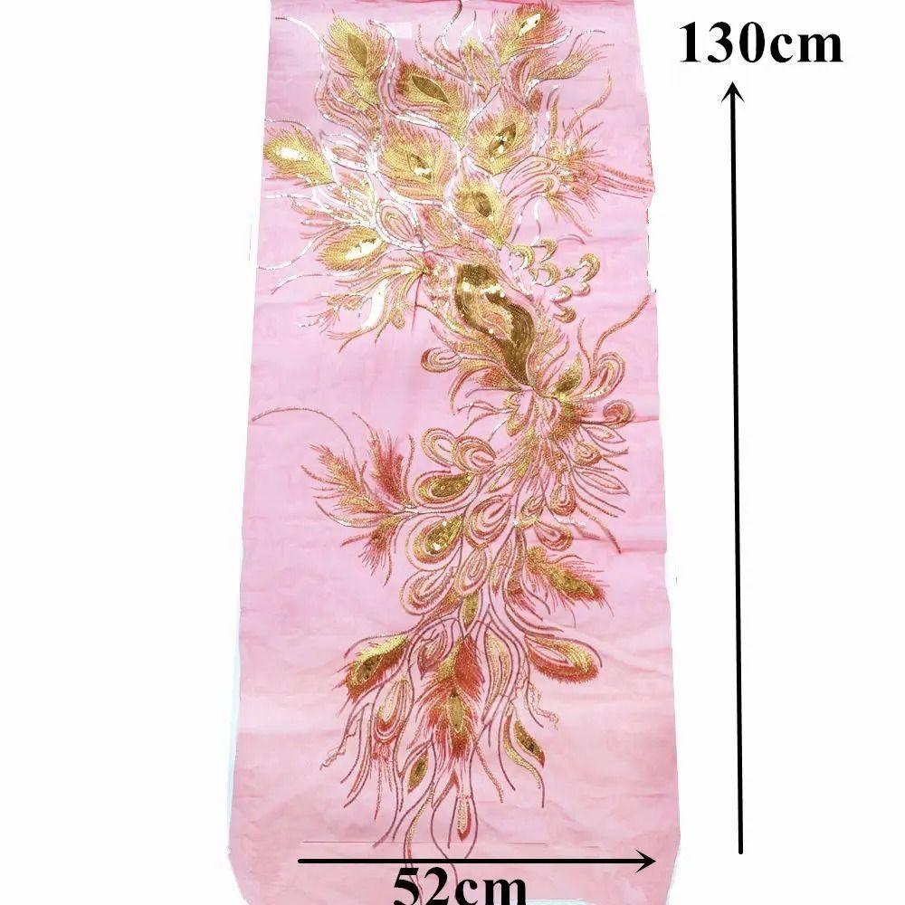 DIY Sequin Appliques 130CM Lace Fabric Appliques Patch Embroidered Appliques  Gown Decoration