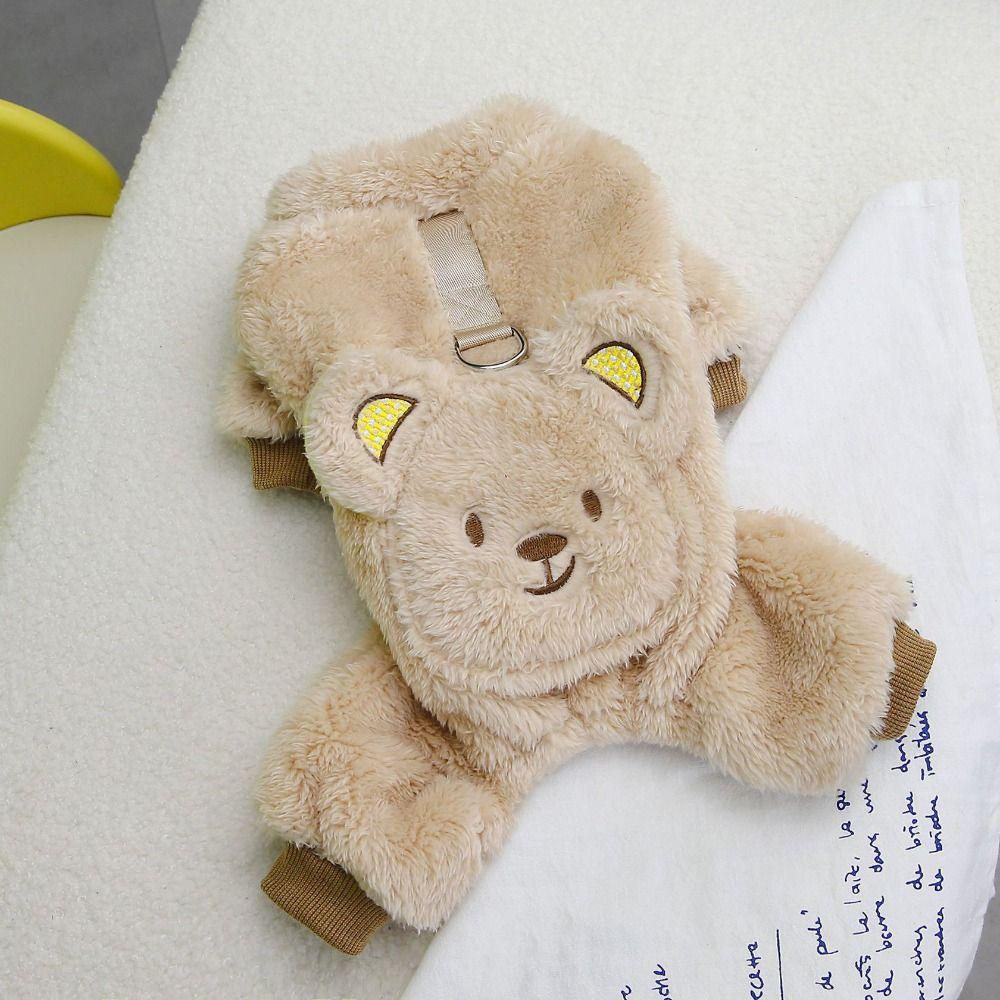 Thickened Dog Warm Jumpsuit Cartoon Puppy Four Legs Clothes  For Autumn and Winter