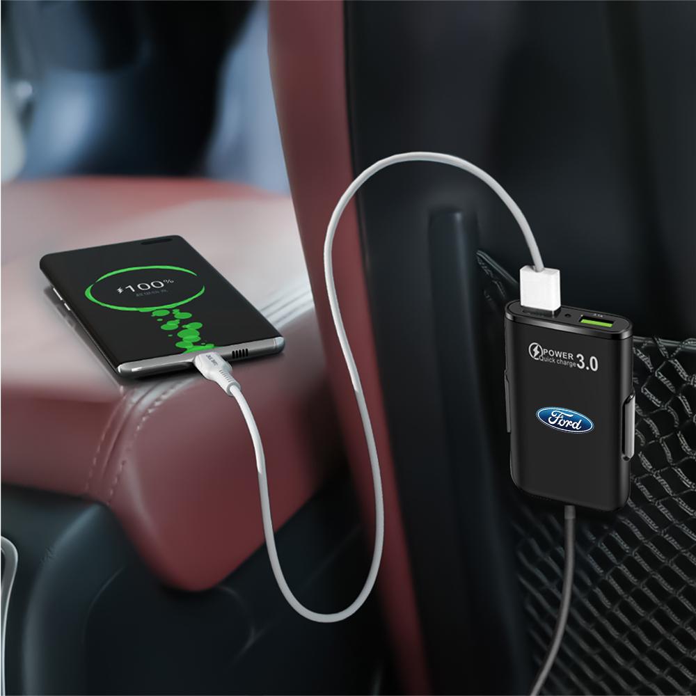 WGL2 USB Car Charger Type C Fast Charging Phone Adapter Socket For Ford Kuga Transit Ecosport Focus Ranger Mondeo Mustang Fusion ST