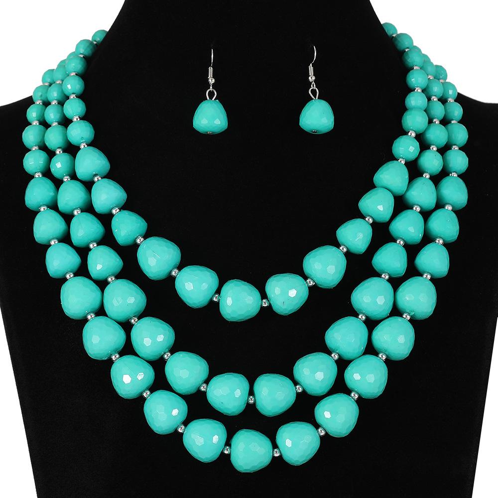 Set di gioielli esagerati fatti a mano transfrontalieri collana multistrato orecchini accessori atmosferici vintage ingrosso di fabbrica