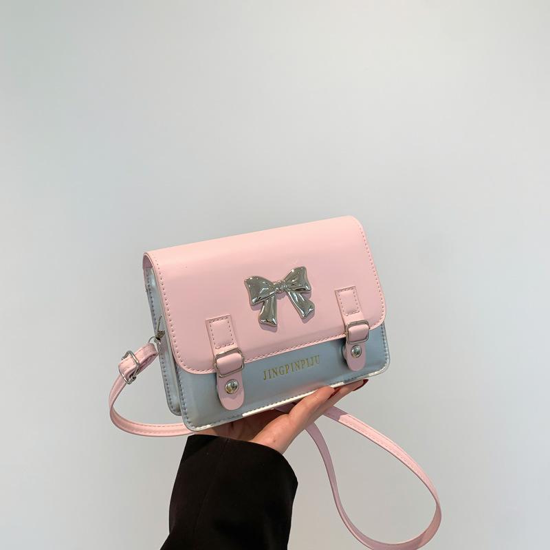 Bow Handbag Spring New Versatile Ins Gentle Texture One-shoulder Crossbody Bag Korean Style Small Square Bag