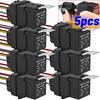 5/1pcs Waterproof Automotive Relay 12V 5pin 40A Black Red Copper Terminal Auto Relay with Relay Socket for Car Truck Boat Marine Relays 5