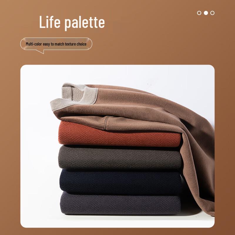 MONTAGUT Men's Fleece Lined Round Neck Knit Sweater