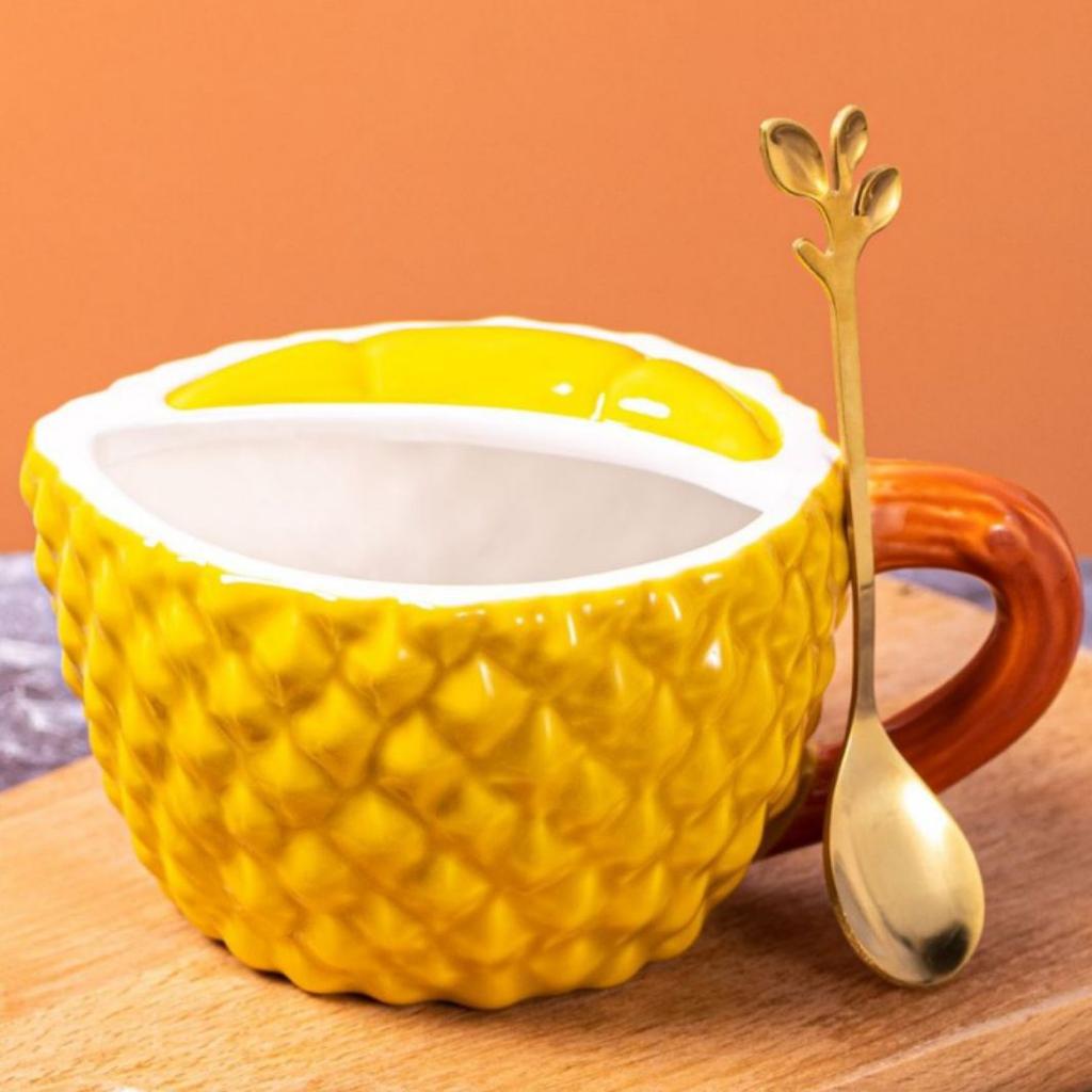 Kreative lustige Durian-Tasse Relief Durian-Muster Becher Hochwertige Keramiktasse Personalisierte Wasserbecher Partnertasse