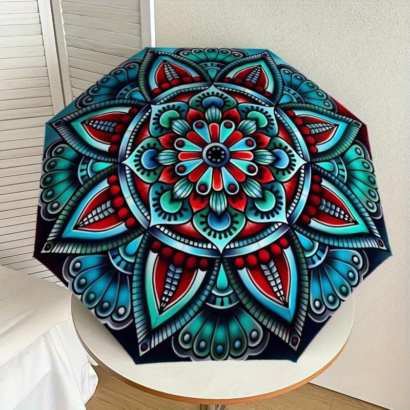 1pc Symmetry Mandala Print Umbrella , Multi-functional Umbrellafor Men & Women, Valentine's Day Anniversary Gift0818101
