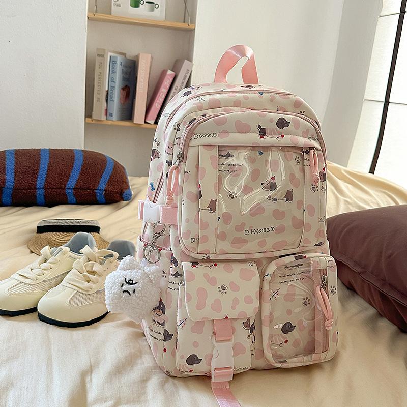 High-value summer new forest small fresh and sweet printed dog backpack Japanese cute backpack for primary and secondary school students