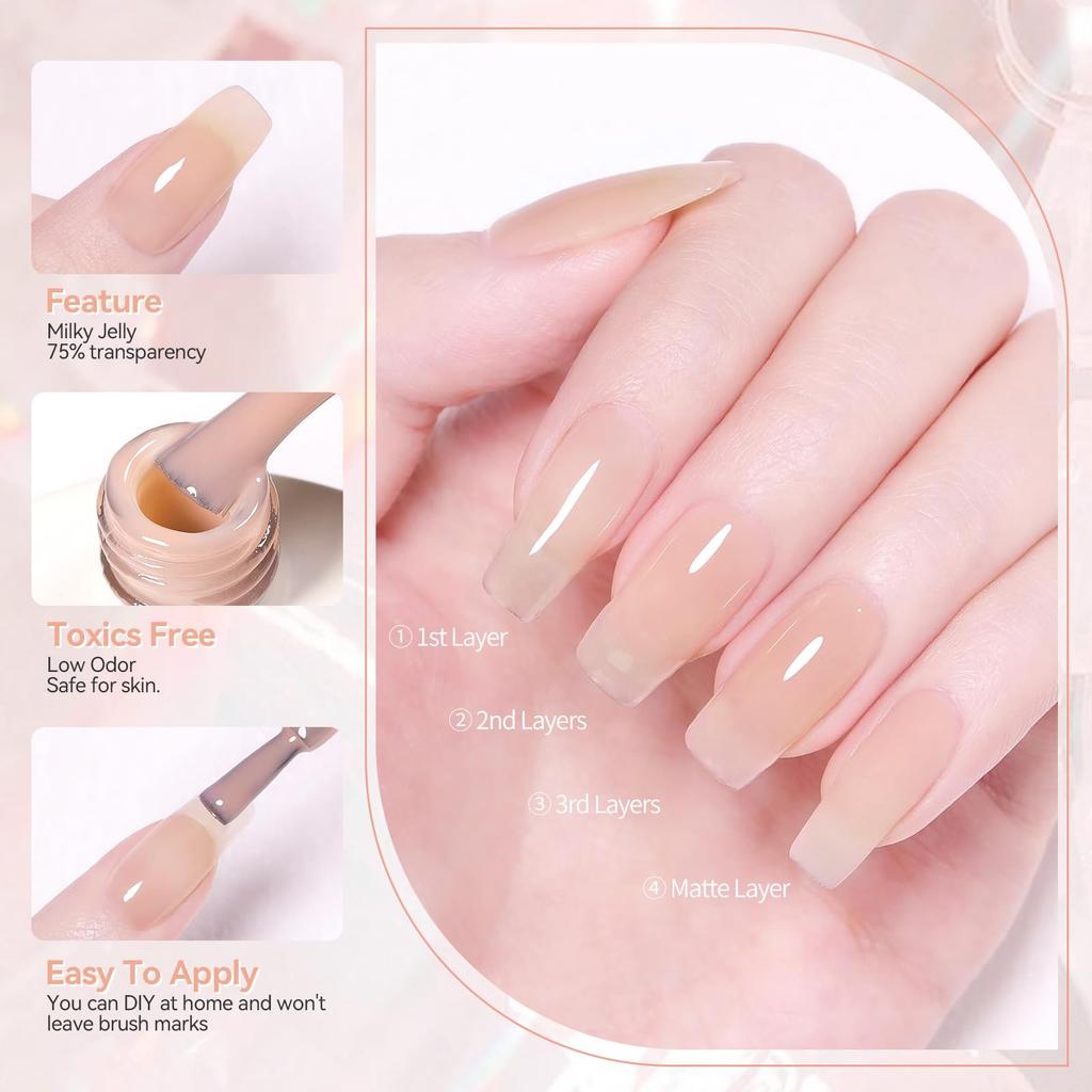 BORN PRETTY Uñas de Gel Color Piel Transparente Color Nude Transparente Natural Artículo Único Fácil de Aplicar Tipo de Esmalte Compatible Uñas Caseras 15ml Oficial