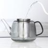 Easyworkz 1500ml Borosilicate Glass Teapot with Large Stainless Steel Strainer for Fruit, Herb, and Infusion Teas, Smoke Gray