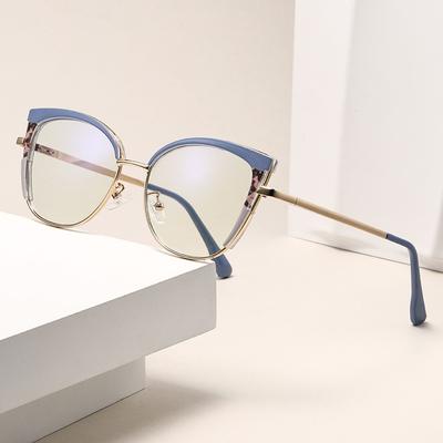 Cat'S Eye Optical Frame Women'S Color-Changing Anti-Blue Light Glasses Frame Women'S Advanced Myopia Flat Lens