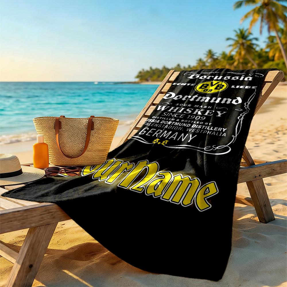 Borussia Dortmund Customizable Name Beach Towel Super Soft & Absorbent