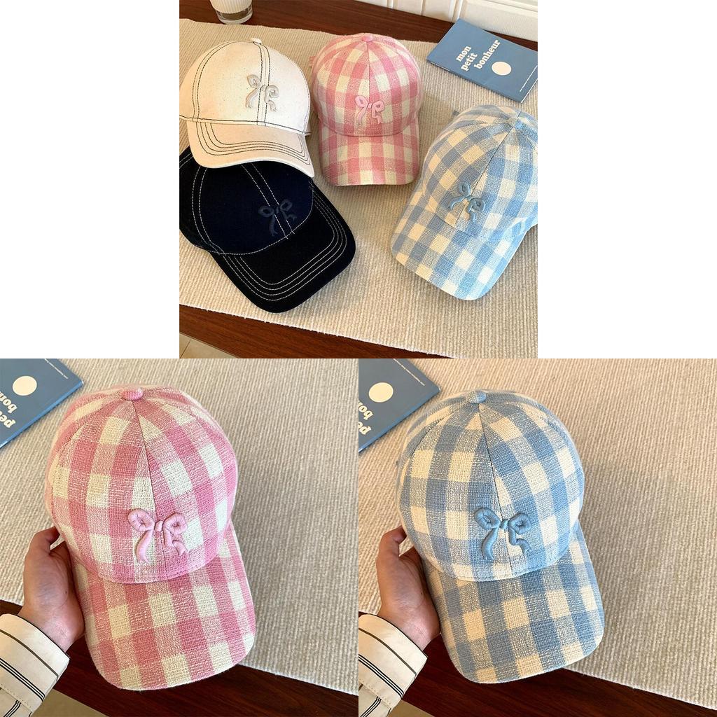 Cotton Baseball Cap With Bowknot Embroidery For Spring Summer Sun Protection