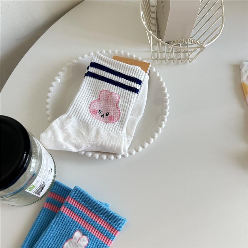 Spring, autumn and winter women s cartoon rabbit rabbit medium tube cotton socks