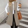 Women's Fashionable Casual Lapel Buttoned Waistcoat Sleeveless Solid-Colour Jacket