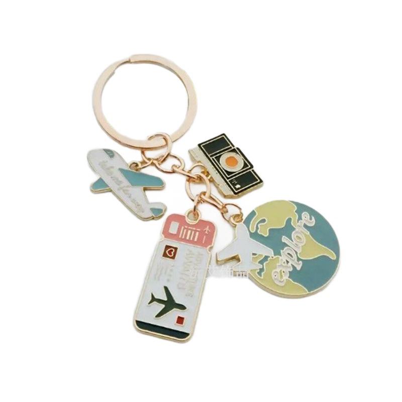 Cherry Blossom Keychain Cute Sweet Metal Pendant Accessories Airplane Kitten Alloy Pendant Fun