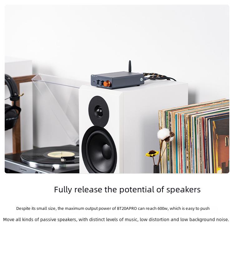 FosiAudio BT20APRO Dual-Channel Bluetooth 5.0 Amplifier with High/Low Frequency Adjustment