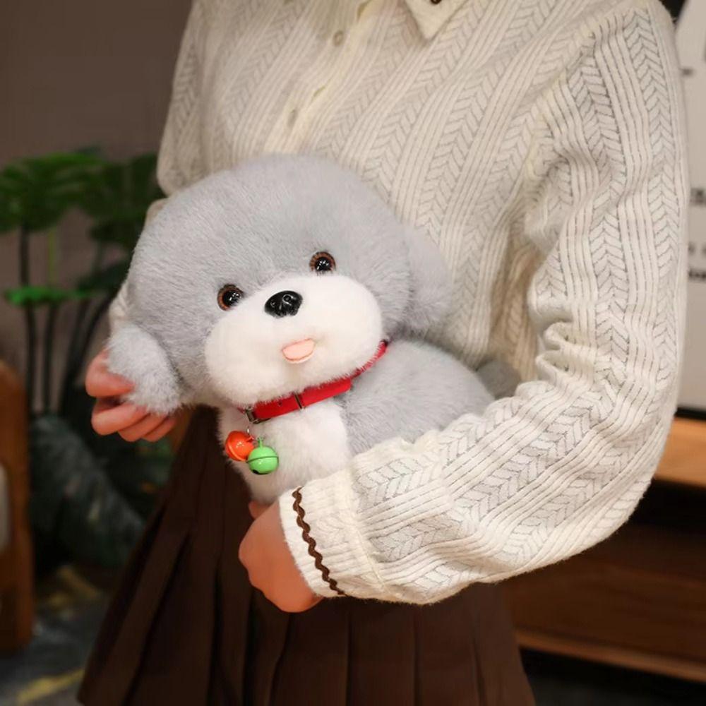 Sitting Red Bell Puppy Dolls PP Cotton Stuffed Animals Puppy Doll  Home Decor