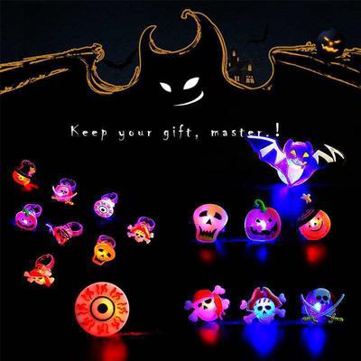 10/30/50 Piezas Anillos Luminosos de Halloween Para Niños Regalo de Halloween Brilla en la Oscuridad Anillos de Dedo Juguetes Luces LED Joyería Regalos de Fiesta