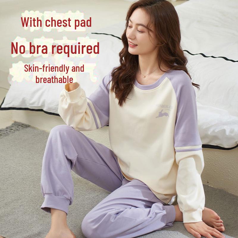 Women's Long-Sleeve Padded Pajamas, Cute Cartoon Style, Large-Size, Spring & Autumn Homewear, 2024 New Collection.