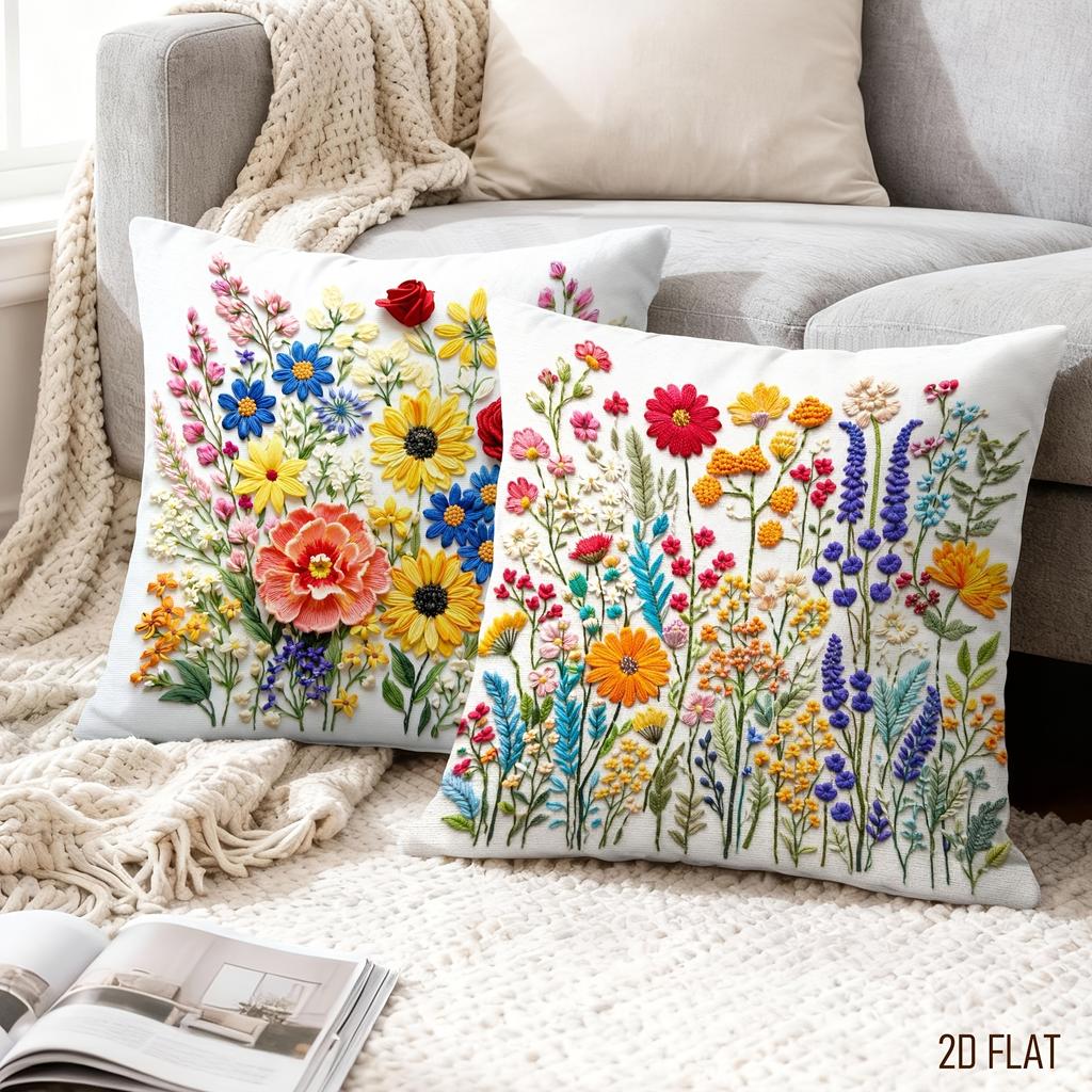4Pcs Floral Printed Cushion Cover Rose Lily Daisy Hydrangea Pillow Case Polyester Home Decor Sofa Bedroom Living Room 2D Print
