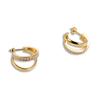 Titanium Steel 18k Gold with Drill Earrings, Foreign Trade Stainless Steel Double Ring Full Drill Earrings Direct Sales