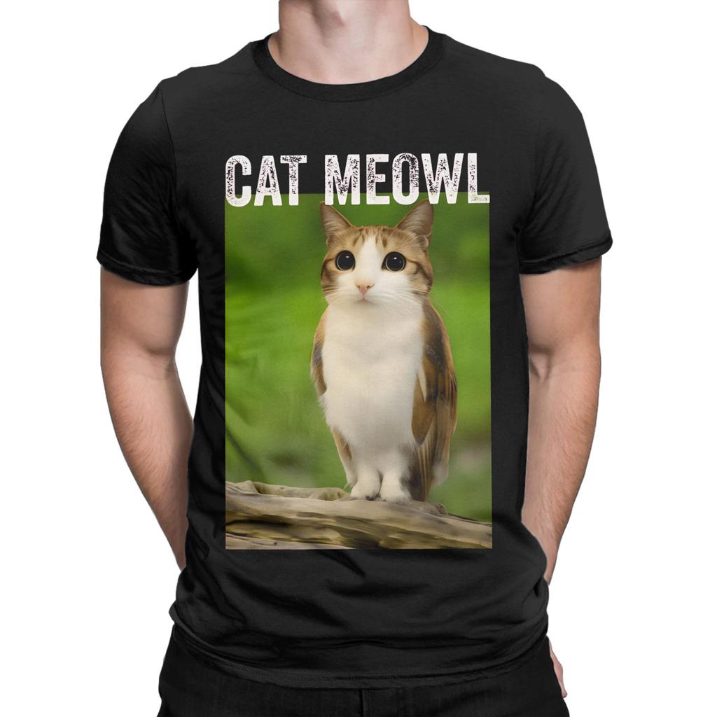 Cat Meowl Cat Owl For Animal And Pet Owners T Shirt Summer Harajuku TShirts Men 100 Cotton Comfortable Oversize Clothes Tshirt