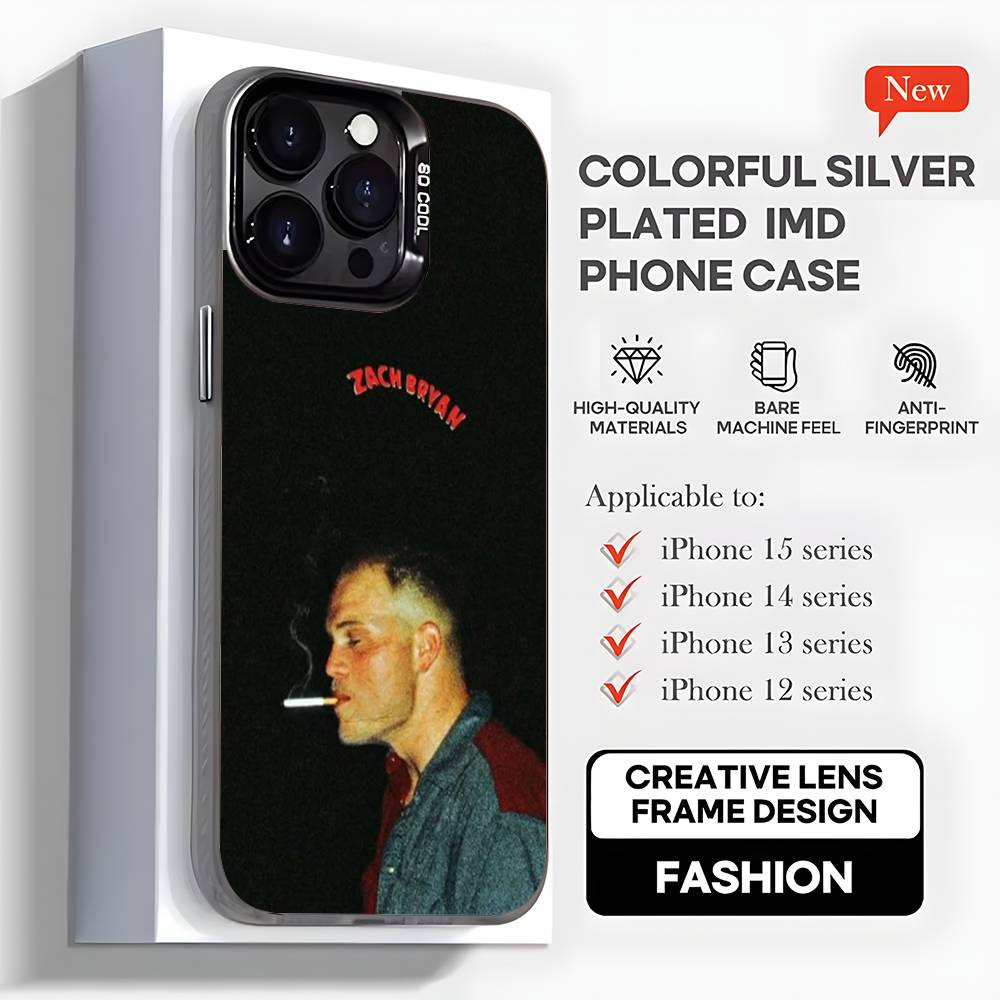 

Singer Z-Zach Bryan Phone Case For iPhone 16,15,14,13,12,11,Mini,Pro,MAX,plus,Black Matte Shockproof Cover iPhone16